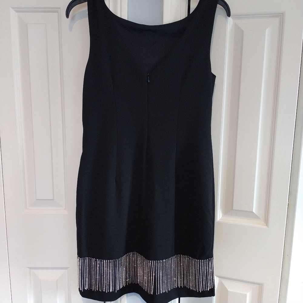 Eliza J Black Sheath Dress with Rhinestone Fringe 2 - Picture 4 of 12